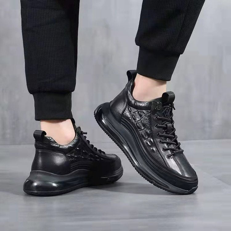 Men's Crocodile Print Lace-Up Sneakers
