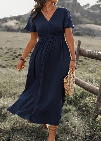 Margo | Women's Short Flare Sleeve Side Split Maxi Dress