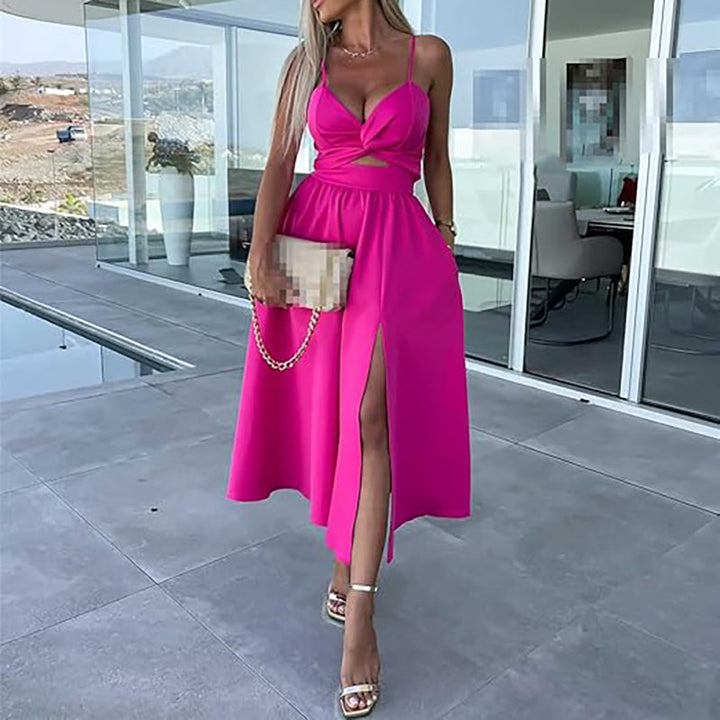 Chloe | Women's High Slit Spaghetti Strap Dress with Side Slit