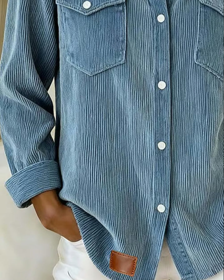 Lyra | Women's Classic Long Sleeve Shirt with Notch Collar and Buttons