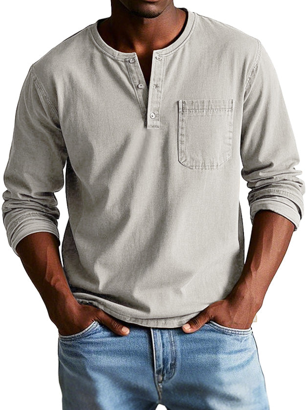 Ellis | Men's Long Sleeve Vintage Henley Shirt