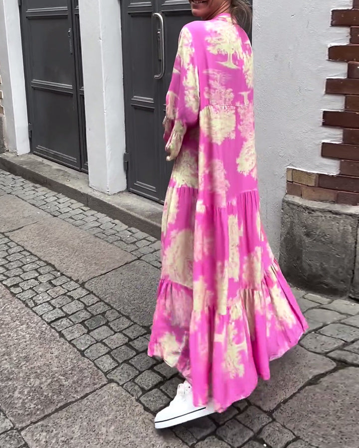 Giavanna | Women's Relaxed Mini Casual Flared Sleeve Long Printed Dress