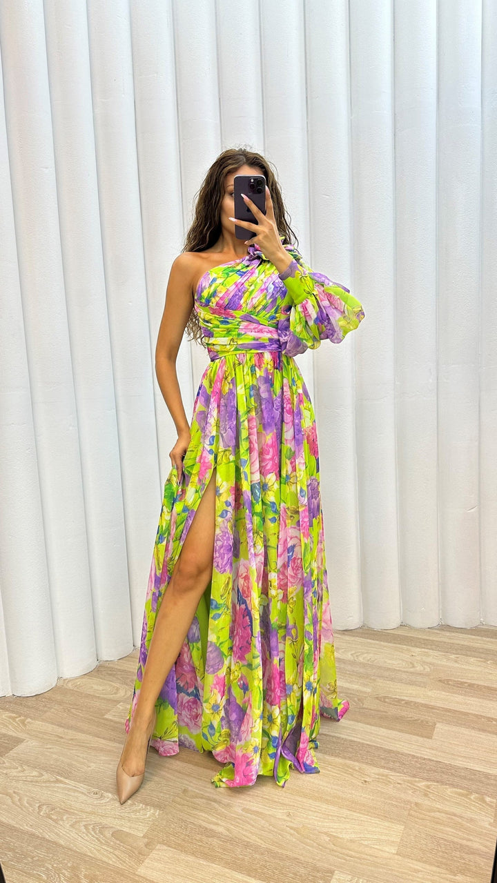 Whitney | Chic Flowing Shoulder Dress for Summer Occasions
