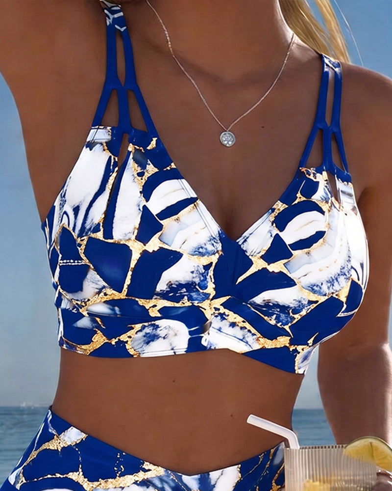 Luna | Women's V-Neck Printed Strap Bikini