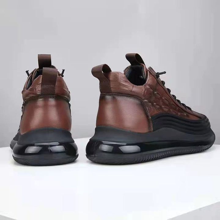 Men's Crocodile Print Lace-Up Sneakers