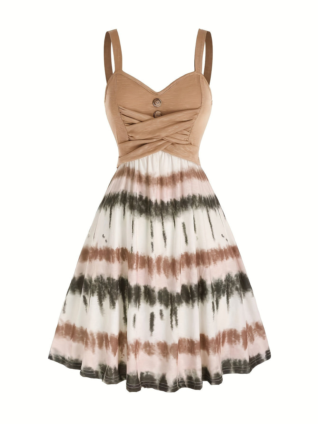 Gisele | Women's V-Neck Maxi Comfortable Tie-Dye Sleeveless Summer Dress with Buttons