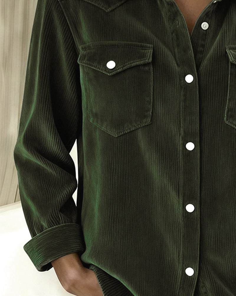 Lyra | Women's Classic Long Sleeve Shirt with Notch Collar and Buttons