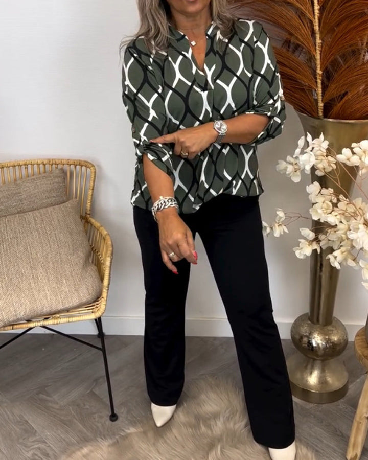 Janny | Women's Long Sleeve V-Neck Casual Long-Sleeve Blouse
