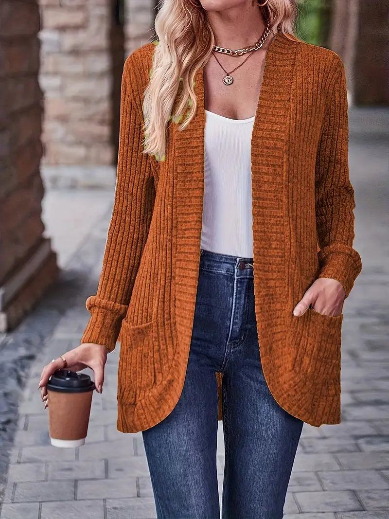 Neva™ - Elegant Ribbed Long Sleeve Cardigan