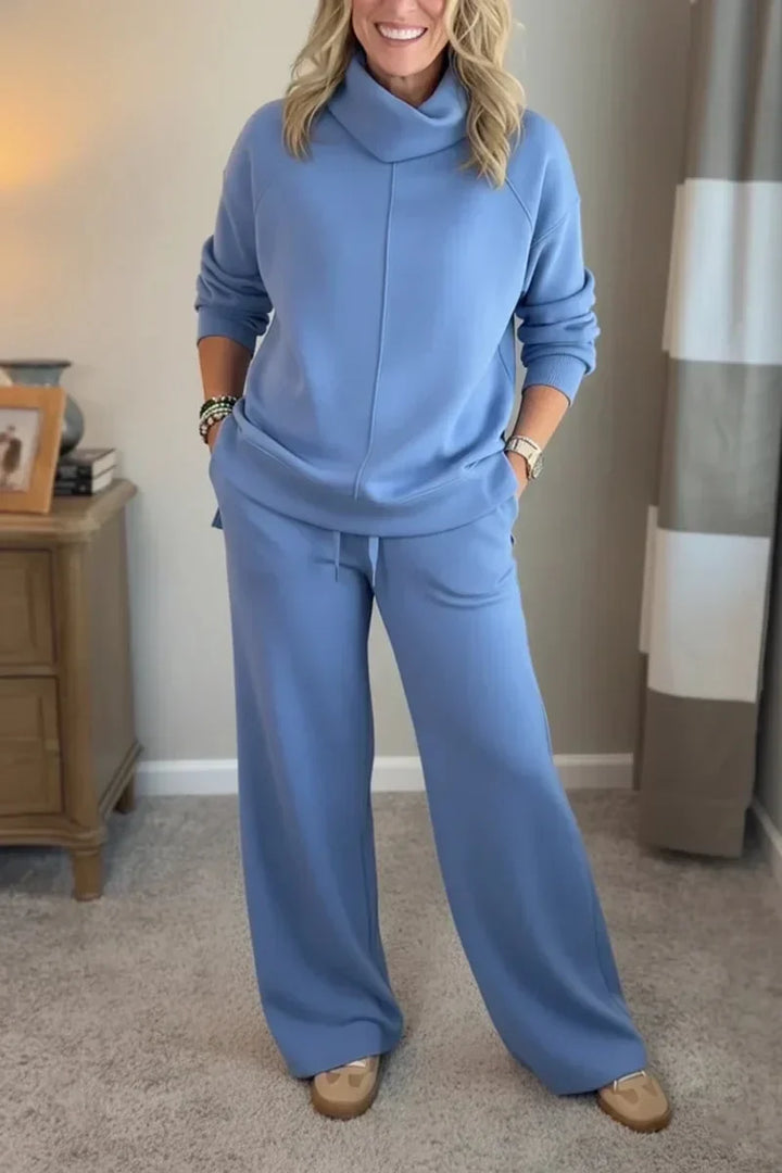 Aivra | Women's Turtleneck Long Sleeve Wide-Leg Two Piece Set with Pockets
