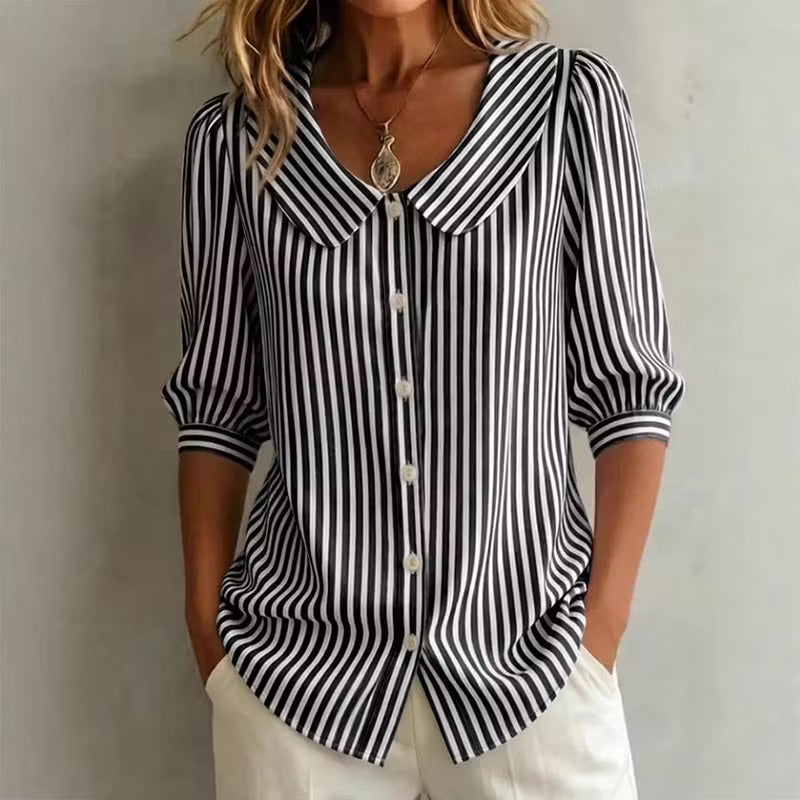 Women's Striped Shirt with Buttons