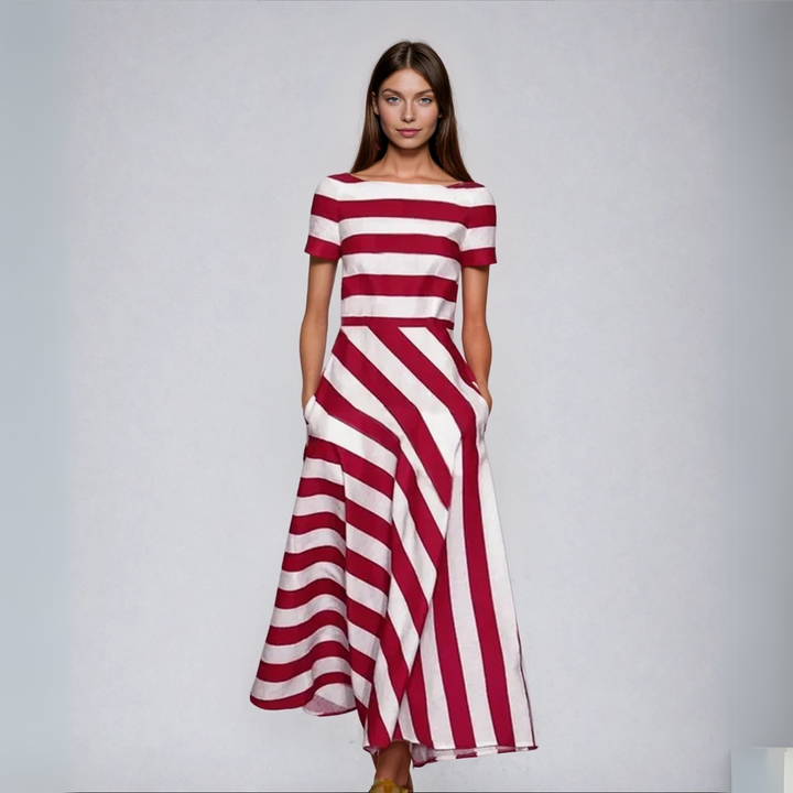 Natalia | Women's Long Stripe Dress, Handmade