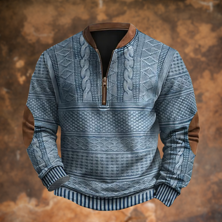 Ford | Men's Striped Textured Half-Zip Pullover Sweater
