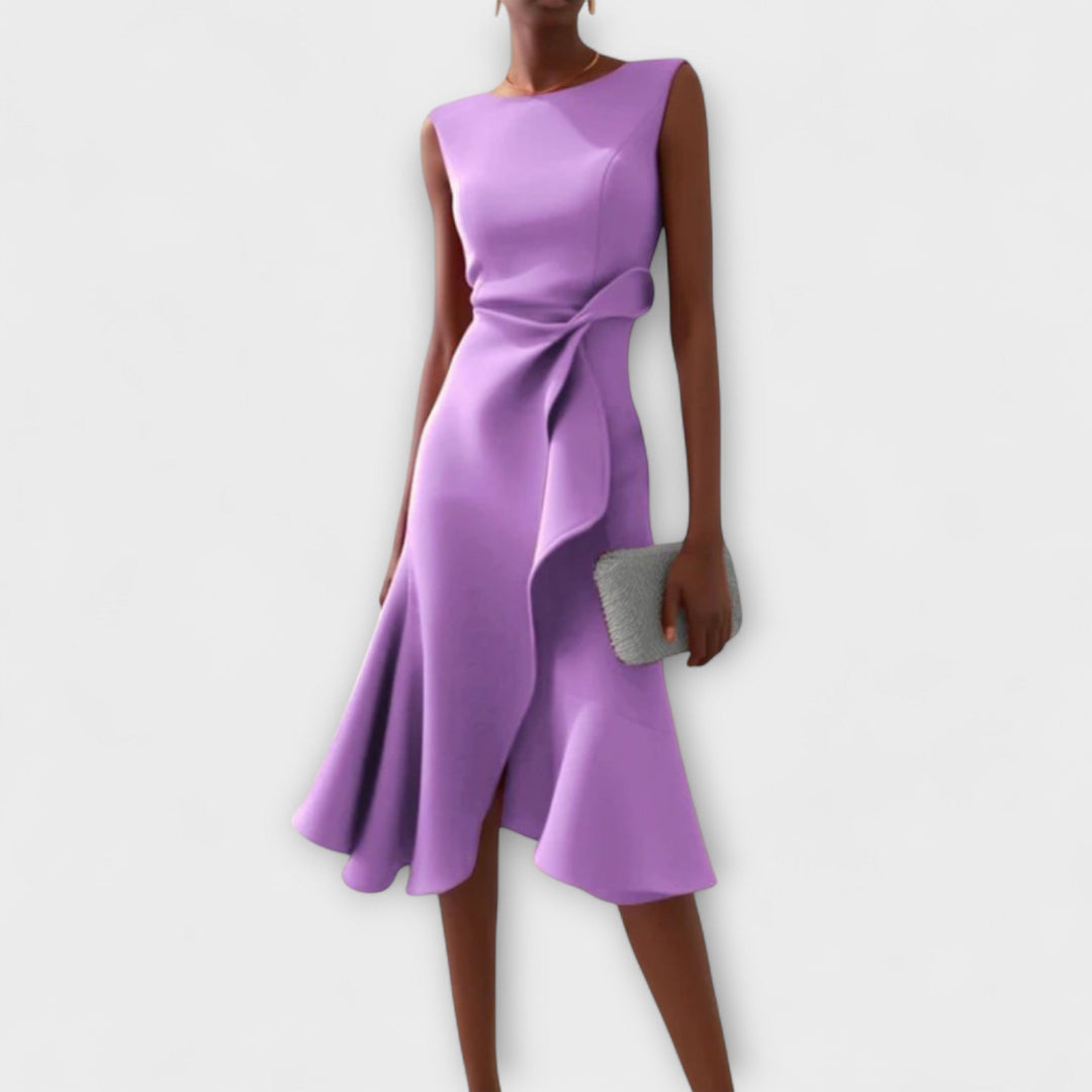 Juliette | Women's Sleeveless Elegant Draped Asymmetrical Midi Dress