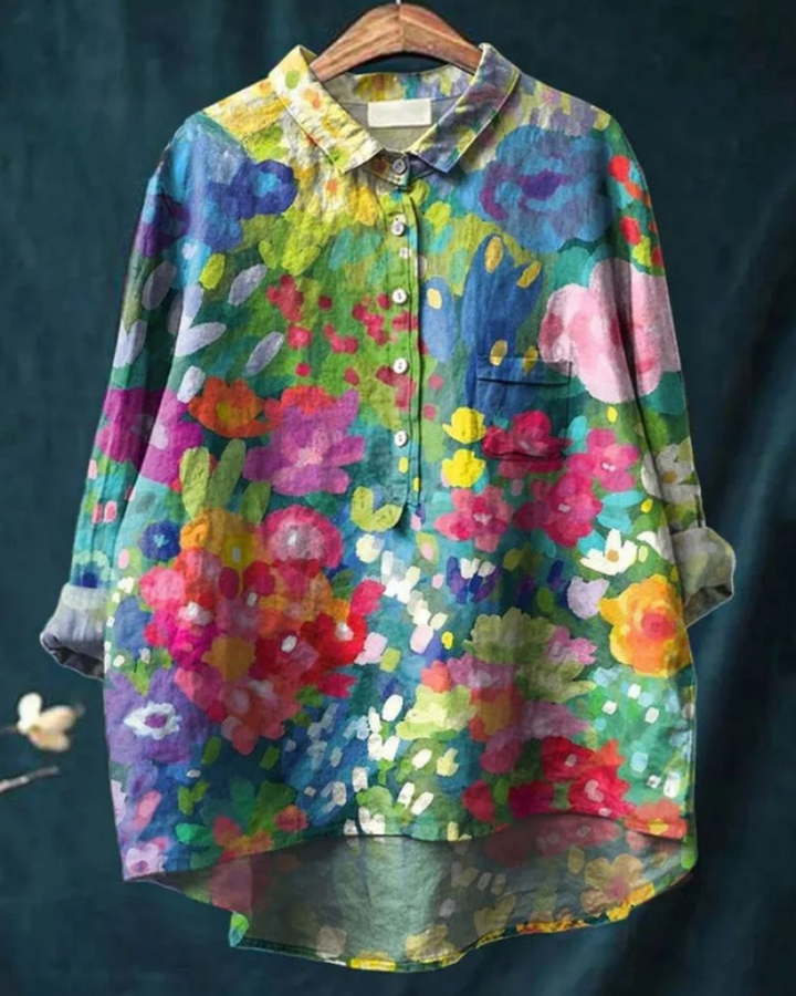 Jaclynn | Floral Shirt with Ruffle