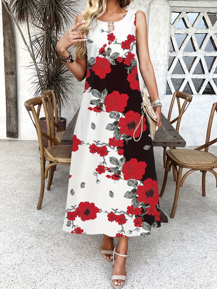 Indigo | Women's Relaxed Boho Chic Floral V-Neck Maxi Dress