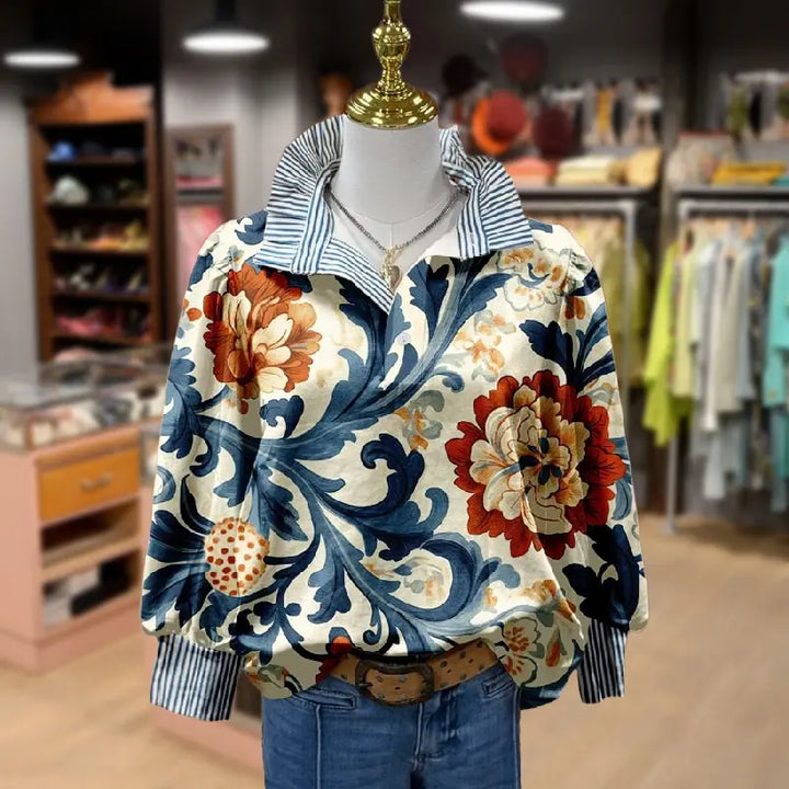 Serenity | Classy Vintage Floral Printed Blouse