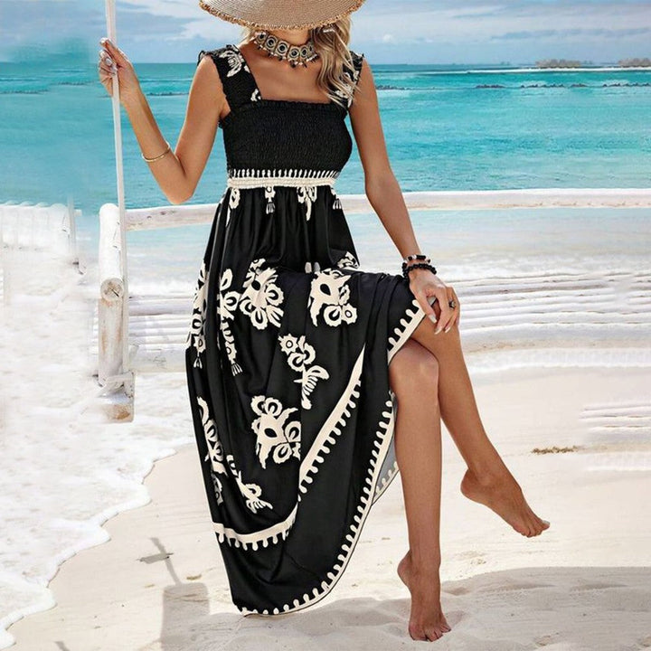 Valentina | Women's Mini Chic Square Neck Sleeveless Printed Beach Dress