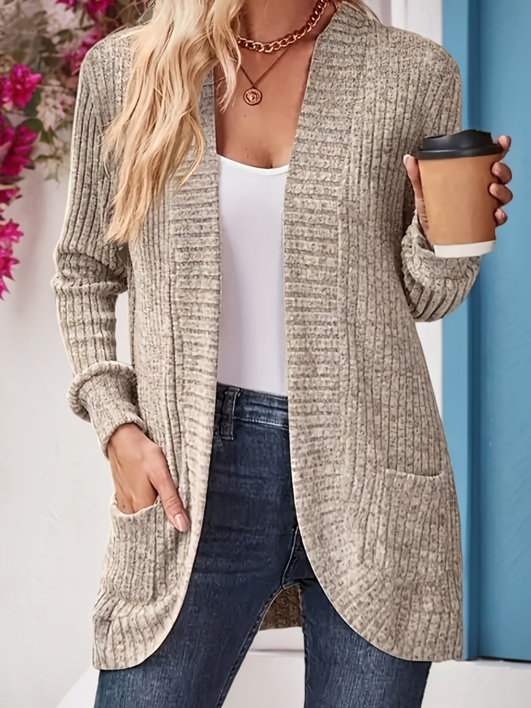 Neva™ - Elegant Ribbed Long Sleeve Cardigan