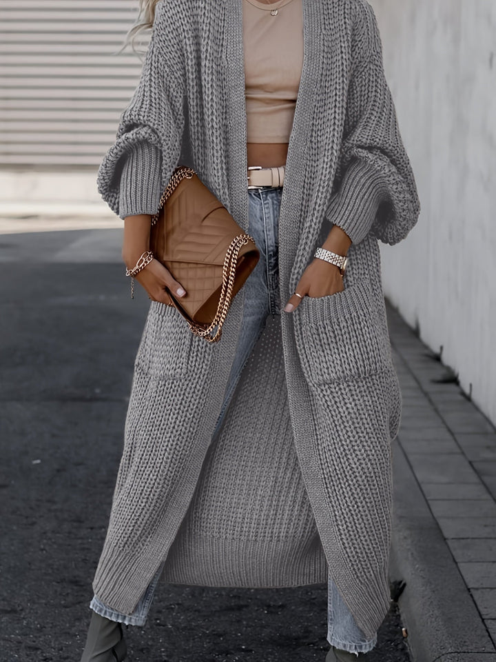 Women's Maxi Cardigan with Long Sleeves and Pockets