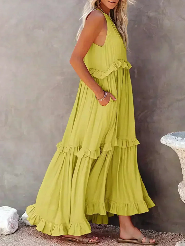 Landry | Women's Mini Chic Ruffle Trim Sleeveless Dress