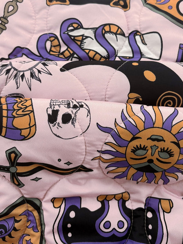 Women's Mystic Symbols Print Quilted Jacket