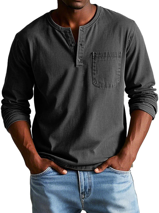 Ellis | Men's Long Sleeve Vintage Henley Shirt