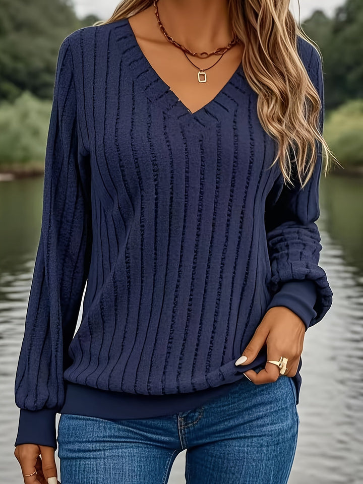 Joan | Women's Relaxed Stylish V-Neck Sweatshirt with Buttons