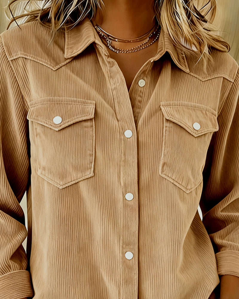 Lyra | Women's Classic Long Sleeve Shirt with Notch Collar and Buttons