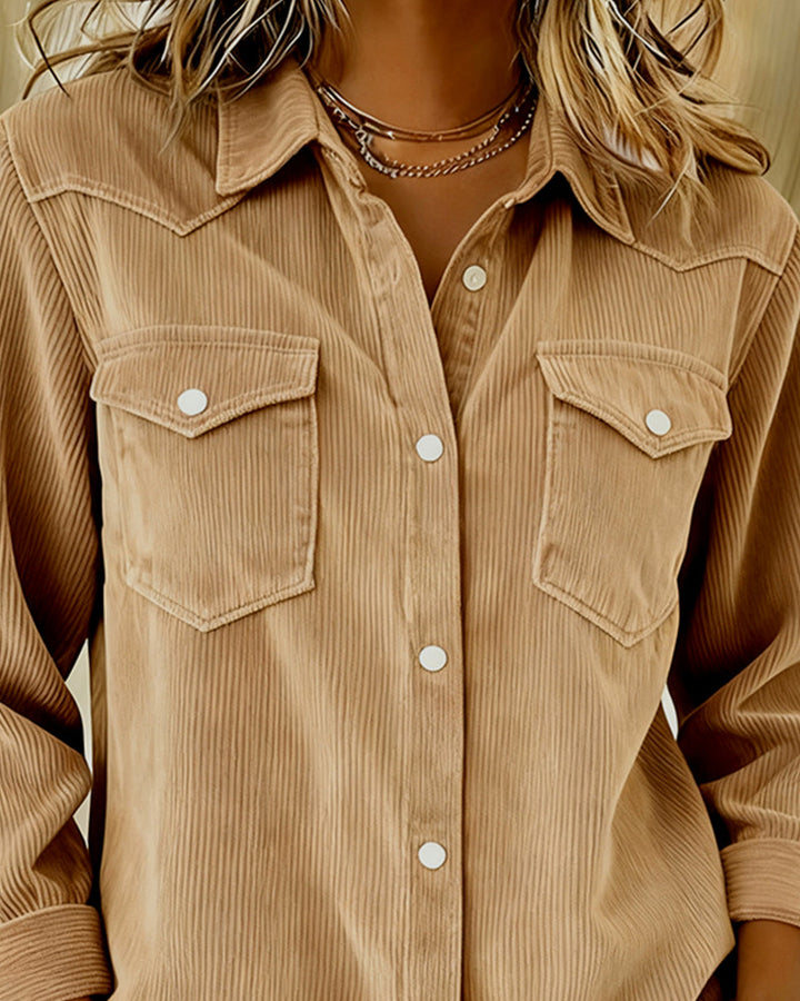 Lyra | Women's Classic Long Sleeve Shirt with Notch Collar and Buttons