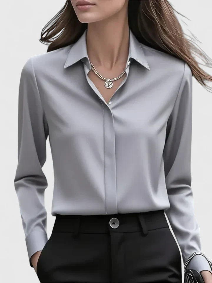 Ellen | Women's Long Sleeve Elegant Button-Down Top with Buttons