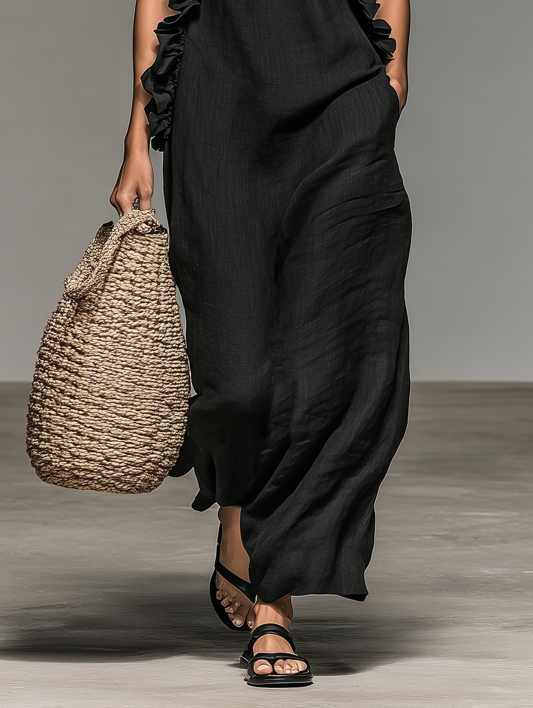 Lua | Women's Halter Sleeveless Maxi Dress with Ruffles