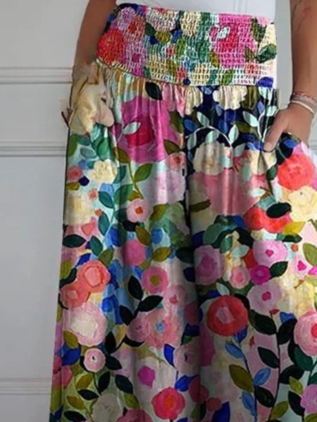 Marlene | Floral Loose-fitting Pants for summer with Pockets