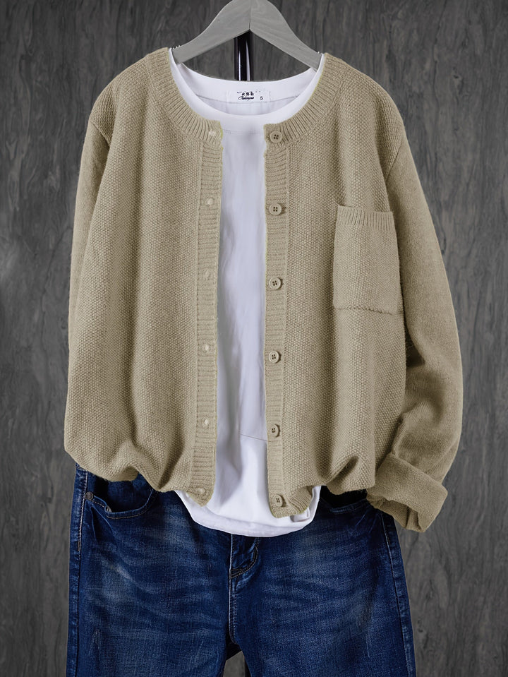 Eugenia | Women's Round Neck Cardigan with Buttons and Pocket
