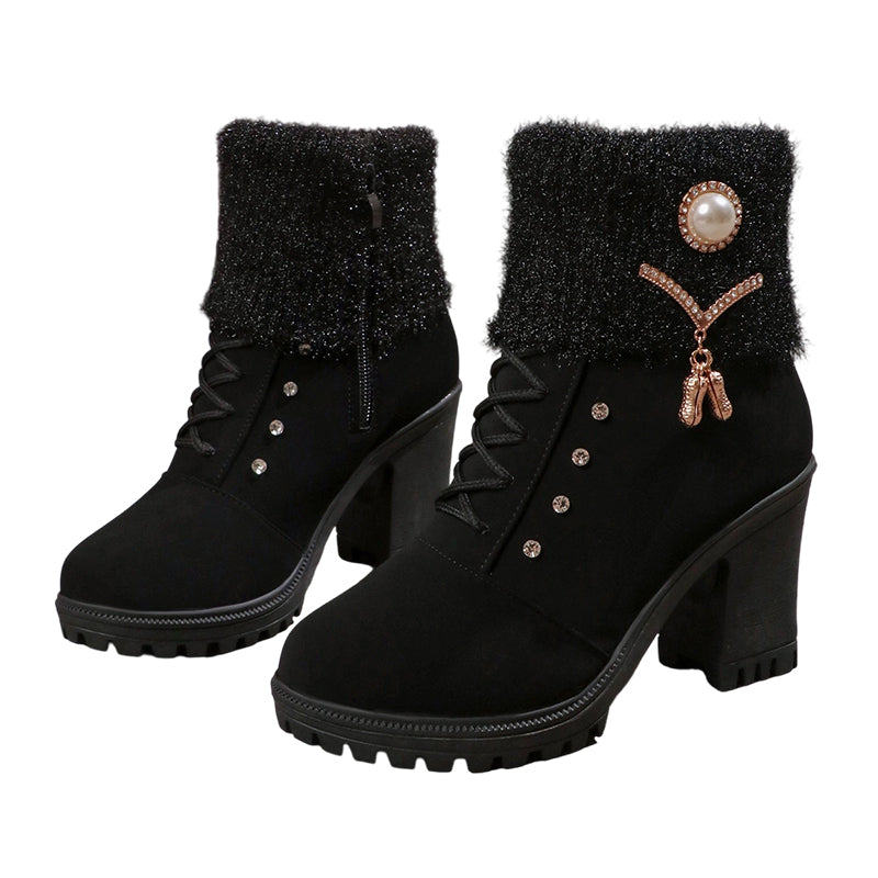 Alana | Women's Chunky Heeled Boots with Zipper