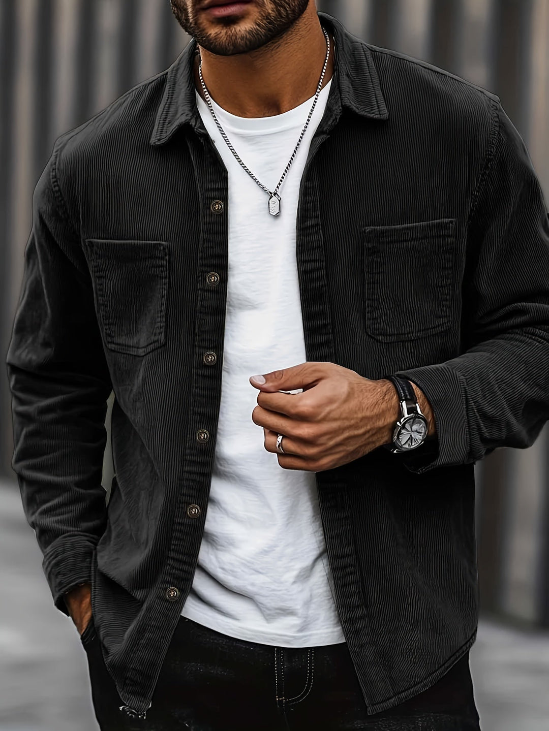 Bryce | Men's Long Sleeve Overshirt with Pockets and Buttons
