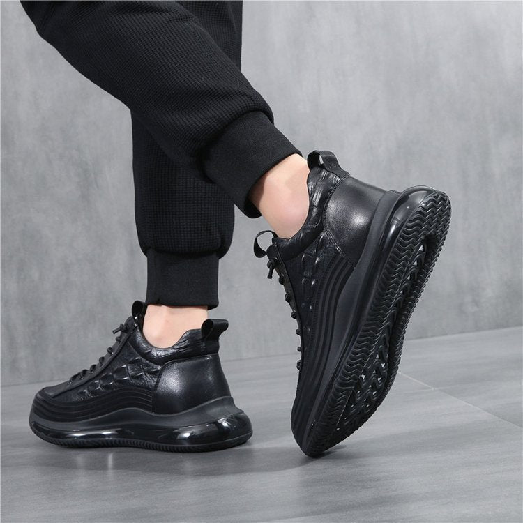Men's Crocodile Print Lace-Up Sneakers
