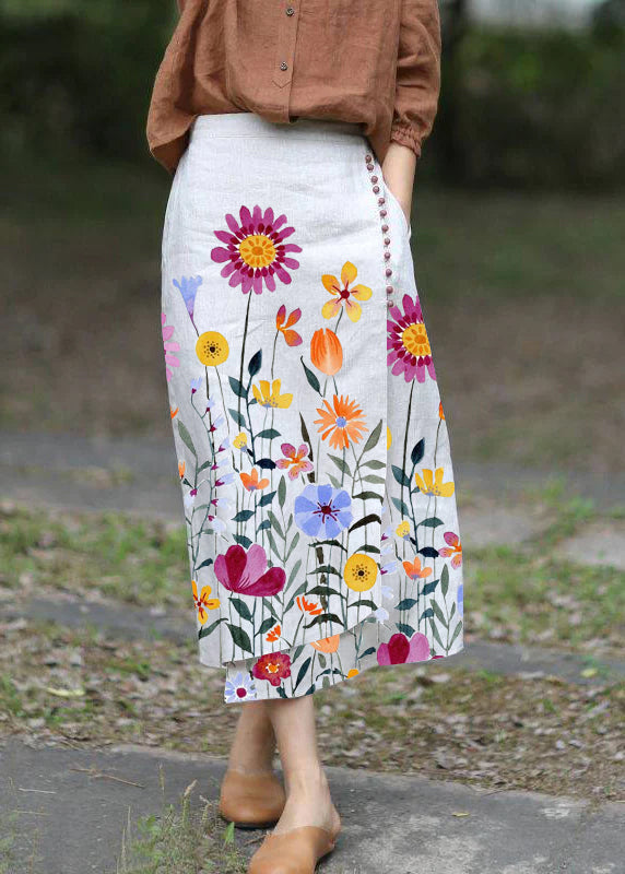 Boutique White Asymmetrical Design Elastic Waist A-Line Skirts Spring