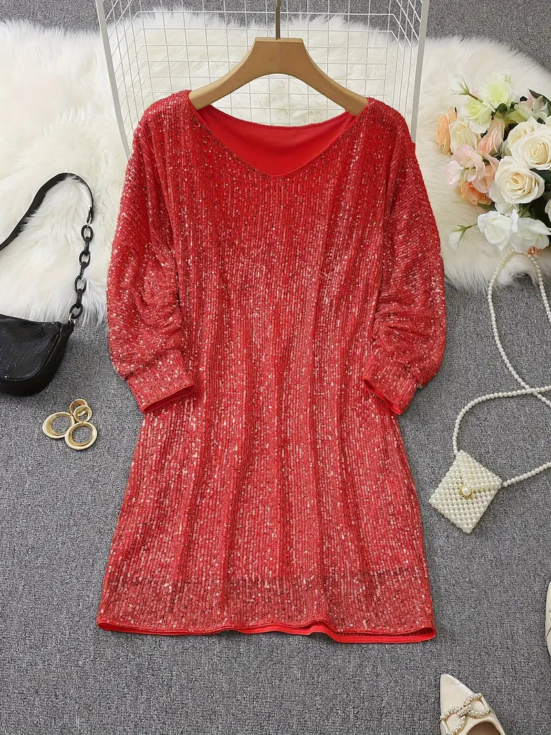 Contrast Sequin Party Dress