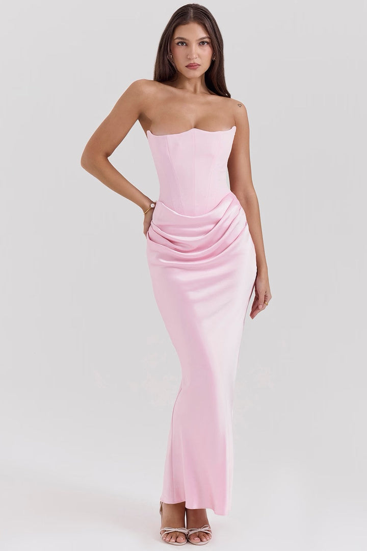 Hera | Women's Mini Elegant Retro Solid Color Strapless Party Dress