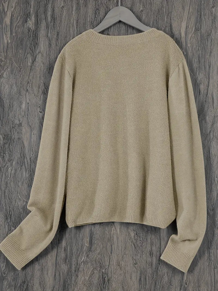 Eugenia | Women's Round Neck Cardigan with Buttons and Pocket