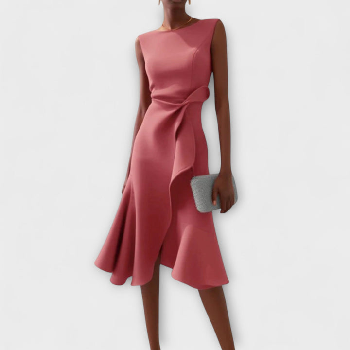 Juliette | Women's Sleeveless Elegant Draped Asymmetrical Midi Dress