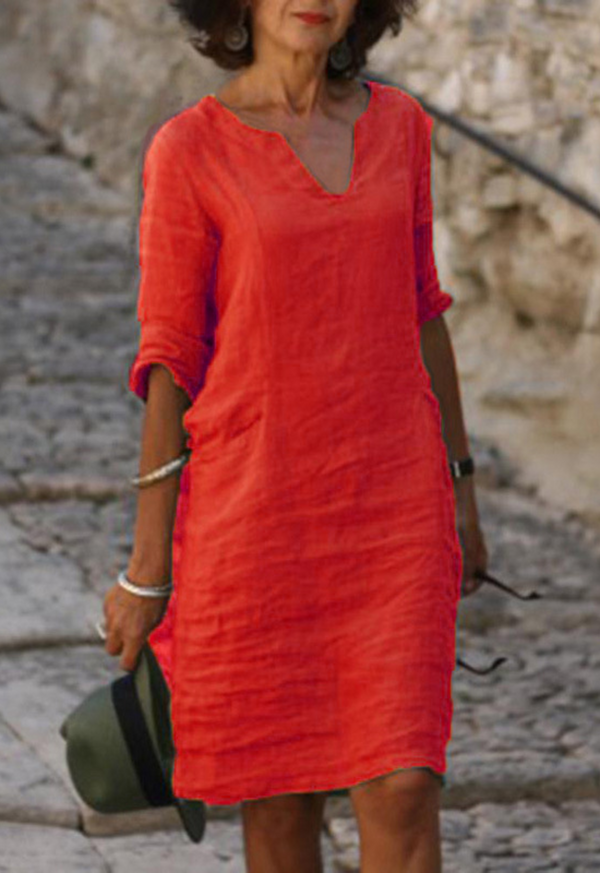 Elvy™ - Sleek V-Neck Dress