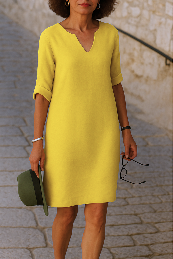 Elvy™ - Sleek V-Neck Dress