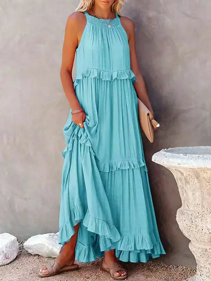 Landry | Women's Mini Chic Ruffle Trim Sleeveless Dress