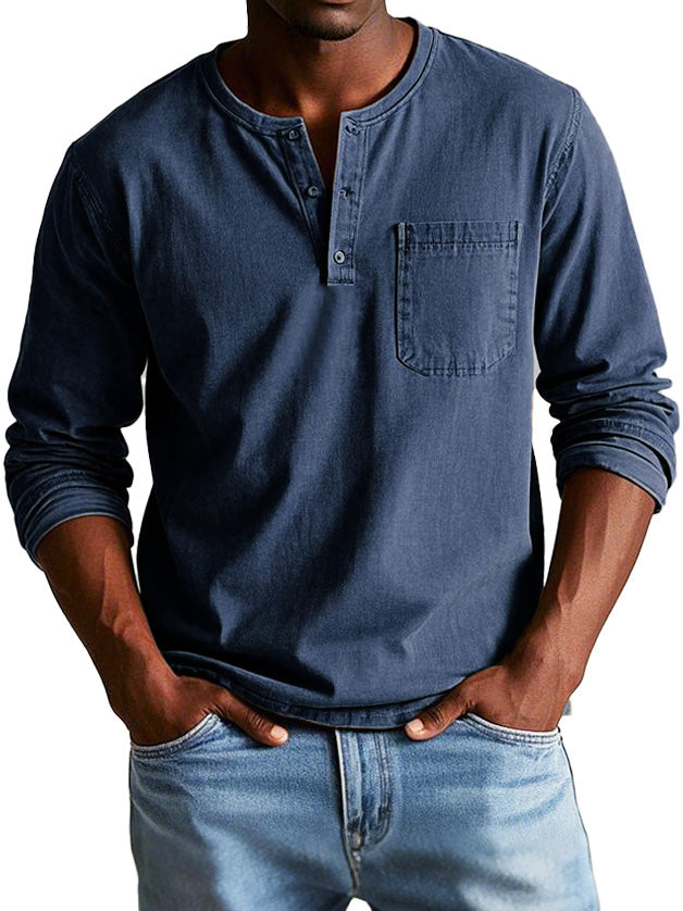 Ellis | Men's Long Sleeve Vintage Henley Shirt