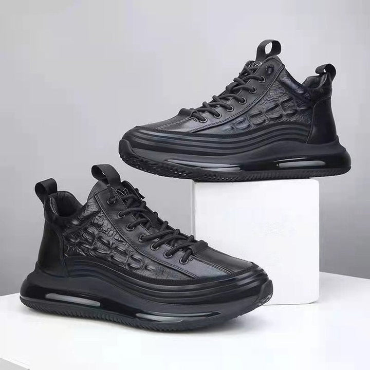 Men's Crocodile Print Lace-Up Sneakers