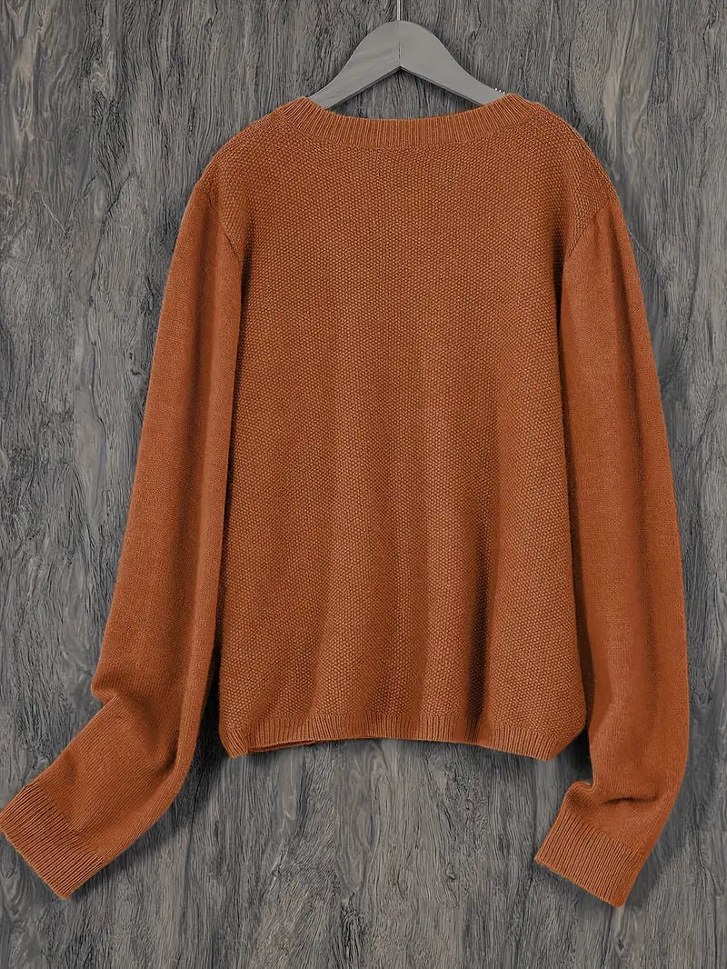 Eugenia | Women's Round Neck Cardigan with Buttons and Pocket