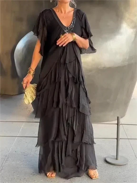 Zunera™ | Elegant V-Neck Long Dress