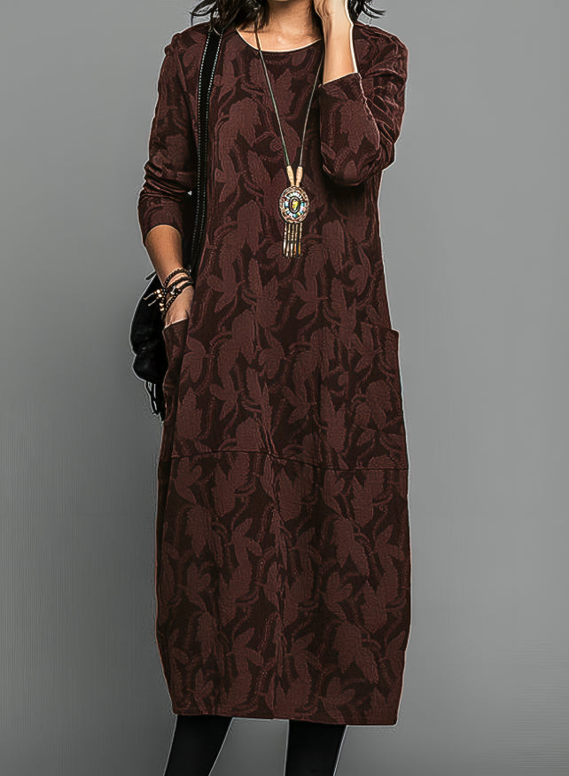 Lea | Women's Relaxed Casual Round Neck Winter Dress with Pockets